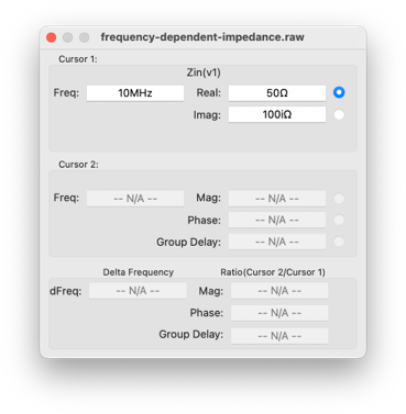 Изображение окна курсора на частоте 10 МГц